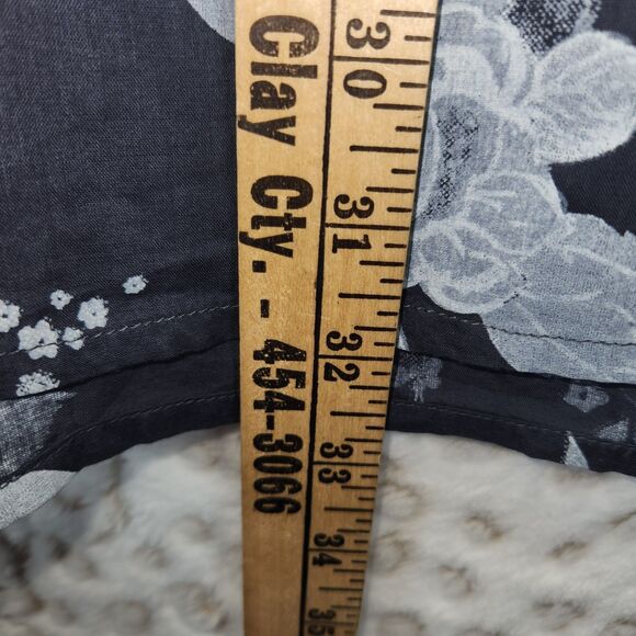 Soft Surroundings Blue Tuberosa Floral Blouse Roll Tab Sleeve Top Size 3X Plus - Picture 6 of 9